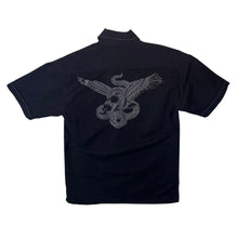 Load image into Gallery viewer, Early 00&#39;s Identic Y2K Biker Snake Eagle Tattoo Graphic Black Short Sleeve Shirt
