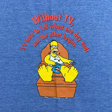 Load image into Gallery viewer, Vintage BHS (2004) The Simpsons "Without TV" TV Show Blue Ringer T-Shirt

