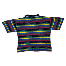 Load image into Gallery viewer, Vintage 90's Freetime Multi Colour Striped Patterned Short Sleeve Polo Shirt
