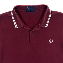 Load image into Gallery viewer, FRED PERRY &quot;Slim Fit&quot; Embroidered Mini Laurel Logo Burgundy Short Sleeve Polo Shirt
