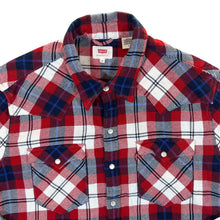 Load image into Gallery viewer, LEVI&#39;S Multi Plaid Check Pearl Snap Popper Long Sleeve Western Style Flannel Shirt
