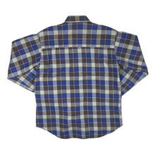 Load image into Gallery viewer, Vintage OAKMAN Classic Navy Blue Brown Plaid Check Long Sleeve Flannel Shirt
