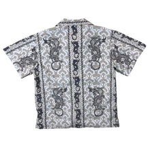 Load image into Gallery viewer, Early 00&#39;s Crossby Gothic Y2K Traditional Dragon Patterned White Grey Short Sleeve Shirt
