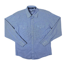 Load image into Gallery viewer, George Strait Cowboy Western Blue Check Popper Long Sleeve Cotton Shirt
