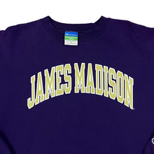 Load image into Gallery viewer, Champion JAMES MADISON College Logo Spellout Graphic Crewneck Sweatshirt
