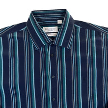 Load image into Gallery viewer, Vintage YSL Yves Saint Laurent Blue Multi Striped Long Sleeve Cotton Dress Shirt

