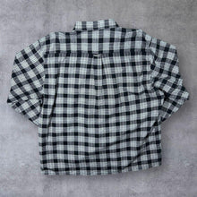 Load image into Gallery viewer, Vintage Black Grey White Grunge Plaid Check Long Sleeve Cotton Flannel Shirt
