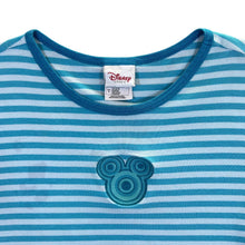Load image into Gallery viewer, Vintage Disney Store Mickey Mouse Embroidered Logo Blue Striped T-Shirt
