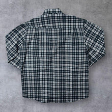 Load image into Gallery viewer, Vintage Worker Black Grey White Lumberjack Plaid Check Long Sleeve Cotton Flannel Shirt
