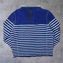 Load image into Gallery viewer, Fat Face "The Airlie" Blue White Nautical Striped 1/4 Zip Pullover Sweatshirt

