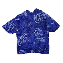 Load image into Gallery viewer, Vintage Made In Thailand Dragon Y2K Tatoo Patterned Blue Rayon Short Sleeve Shirt
