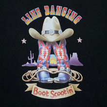 Load image into Gallery viewer, Early 00&#39;s LINE DANCING &quot;Boot Scootin&#39;&quot; Cowboy Boots Hat Souvenir Novelty Spellout Graphic T-Shirt

