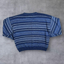 Load image into Gallery viewer, Vintage 90&#39;s Casual Club Blue Mix Striped Acrylic Blend Knit Sweater Jumper
