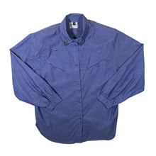 Load image into Gallery viewer, Vintage Emre Cowboy Western Metal Collar Tipped Blue Long Sleeve Shirt

