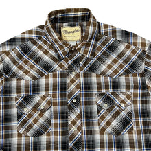 Load image into Gallery viewer, Vintage 90&#39;s WRANGLER &quot;Western Fashion Snap Shirts&quot; Cowboy Plaid Check Pearl Snap Popper Long Sleeve Shirt
