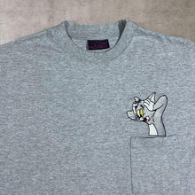 Load image into Gallery viewer, Vintage Tom &amp; Jerry By Addiction (1995) Embroidered Grey Short Sleeve Pocket T-Shirt
