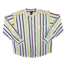 Load image into Gallery viewer, Vintage Kensington Road Multi Striped Cotton Distressed Long Sleeve Grandad Collar Shirt
