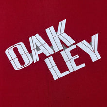 Load image into Gallery viewer, Early 00&#39;s Oakley Skater Surfer Spellout Graphic Red Short Sleeve T-Shirt
