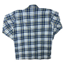 Load image into Gallery viewer, Vintage Mative Blue White Yellow Plaid Check Long Sleeve Cotton Flannel Shirt
