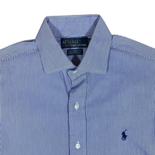 Load image into Gallery viewer, POLO RALPH LAUREN &quot;Custom Fit Dress Shirt&quot; Blue White Pinstriped Long Sleeve Shirt

