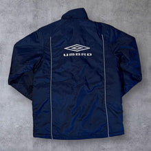 Load image into Gallery viewer, Early 00&#39;s Umbro Embroidered Logo Navy Blue Lightly Padded Jacket
