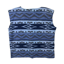 Load image into Gallery viewer, Vintage 90&#39;s LINE Crazy Abstract Patterned Blue Grey Mix Fleece Button Tank Top
