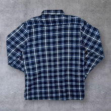 Load image into Gallery viewer, Vintage J-Explorer Navy Blue White Plaid Check Long Sleeve Cotton Flannel Shirt

