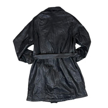 Load image into Gallery viewer, Vintage MILAN LEATHER Genuine Real Black Leather Belted Button Jacket
