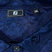 Load image into Gallery viewer, FootJoy "London Golf Club" Patterned Navy Blue Short Sleeve Polo Shirt
