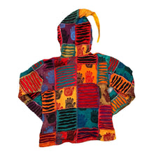 Load image into Gallery viewer, Vintage MADE IN NEPAL Handmade Patchwork 3D Panel Hippy Patterned Zip Hoodie
