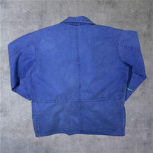 Load image into Gallery viewer, Vintage Lotus French Chore Worker Style Blue Cotton Distressed Jacket

