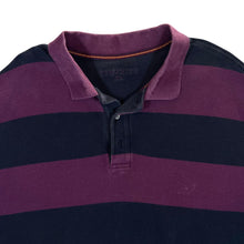 Load image into Gallery viewer, Early 00&#39;s CHARLES TYRWHITT Burgundy Black Colour Block Striped Long Sleeve Polo Shirt
