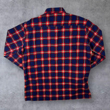 Load image into Gallery viewer, Vintage Navy Blue Red Lumberjack Plaid Check Long Sleeve Cotton Flannel Shirt

