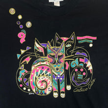 Load image into Gallery viewer, Vintage 90&#39;s ACCESSORY LADY &quot;Calico Cats&quot; Glitter Jewel Graphic Black Single Stitch T-Shirt
