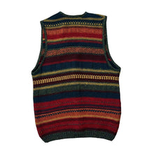 Load image into Gallery viewer, Vintage 90&#39;s ST MICHAEL Marks &amp; Spencer Multi Grandad Striped Knit Button Cardigan Sweater Vest
