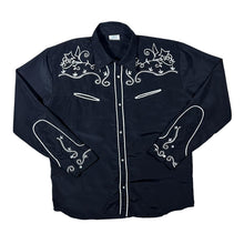 Load image into Gallery viewer, Boland Cowboy Western Style Embroidered Black Polyester Long Sleeve Shirt
