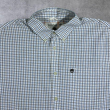 Load image into Gallery viewer, Timberland White Blue Brown Check Long Sleeve Cotton Button-Up Shirt
