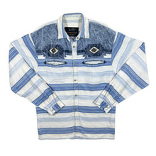 Load image into Gallery viewer, Vintage Johnny Hallyday Western Passion Cowboy Western Striped Popper Long Sleeve Shirt
