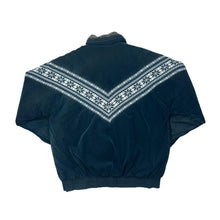 Load image into Gallery viewer, Vintage 90&#39;s WUDIPOS Patterned Woven Panel Sherpa Collared Suede Effect Padded Bomber Jacket
