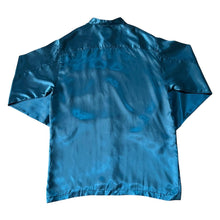 Load image into Gallery viewer, Vintage City Wear Traditional Dragon Graphic Blue Silk Effect Long Sleeve Shirt
