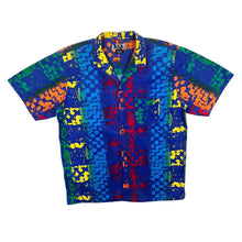 Load image into Gallery viewer, Vintage 90's B.S.R. Crazy Abstract Multi Coloured Short Sleeve Open Collar Cotton Shirt
