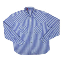 Load image into Gallery viewer, Abrams Blue White Striped Cowboy Western Popper Cotton Long Sleeve Shirt
