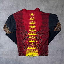 Load image into Gallery viewer, Early 00's X-Mail Goth Y2K Flaming Dragon Layered Long Sleeve Shirt
