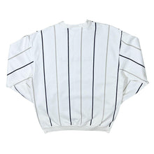 Load image into Gallery viewer, Vintage Gimmie International Embroidered Logo White Striped Crewneck Sweatshirt
