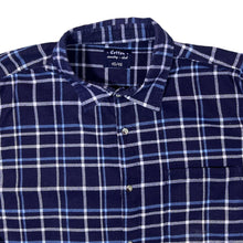 Load image into Gallery viewer, Vintage Cotton Country Club Navy White Blue Check Long Sleeve Cotton Flannel Shirt
