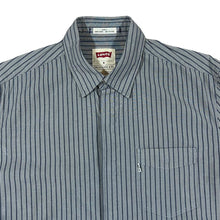 Load image into Gallery viewer, LEVI&#39;S &quot;Slim Fit&quot; Navy Blue Grey Striped Long Sleeve Cotton Shirt

