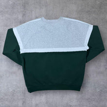 Load image into Gallery viewer, Adidas Three Stripe Mini Logo Green Grey Colour Block Crewneck Sweatshirt
