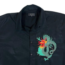 Load image into Gallery viewer, James Darby Nottingham Embroidered Traditional Dragon Black Short Sleeve Shirt
