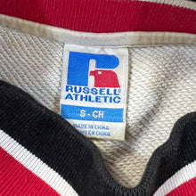 Load image into Gallery viewer, RUSSELL ATHLETIC Embroidered Chenille Big Logo Striped Trim Mock High Neck Sweatshirt
