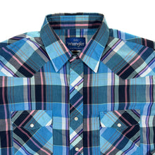 Load image into Gallery viewer, Vintage WRANGLER Plaid Check Pearl Snap Popper Button Long Sleeve Cowboy Western Shirt
